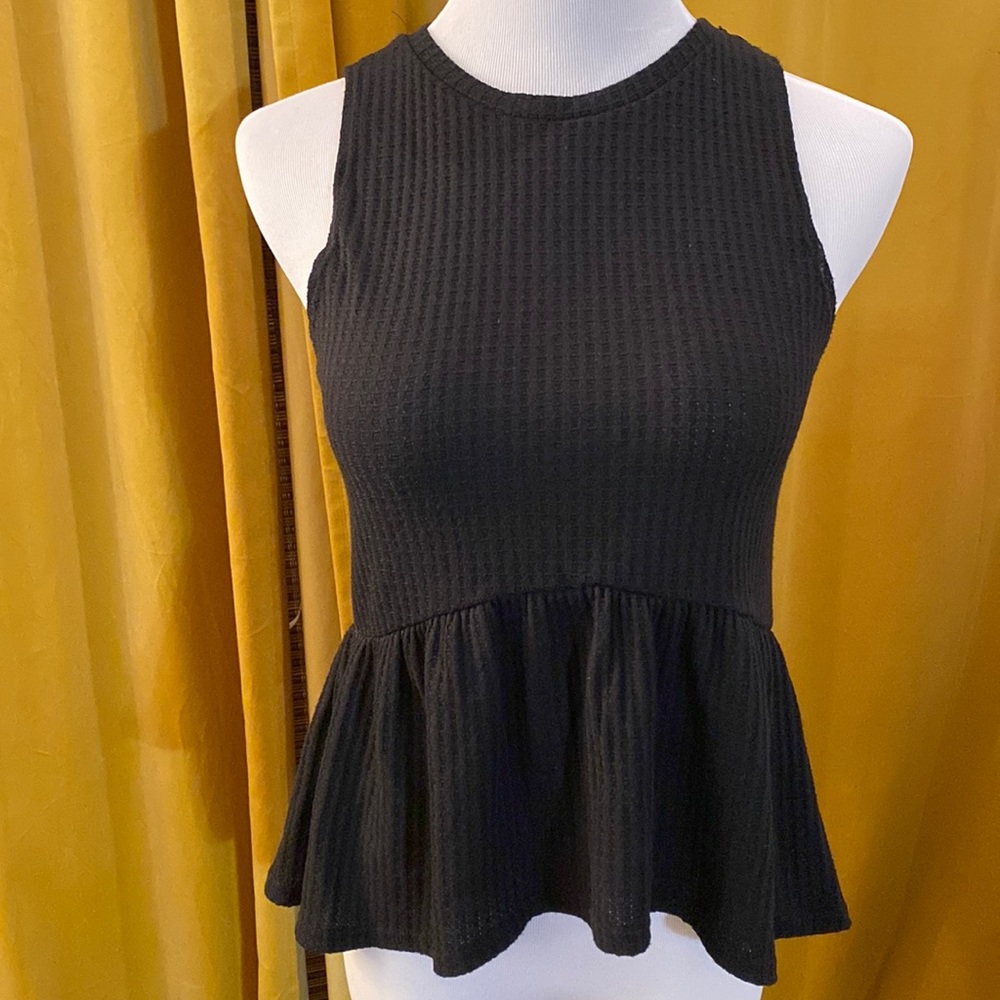 NWOT Black Peplum Sleeveless Top